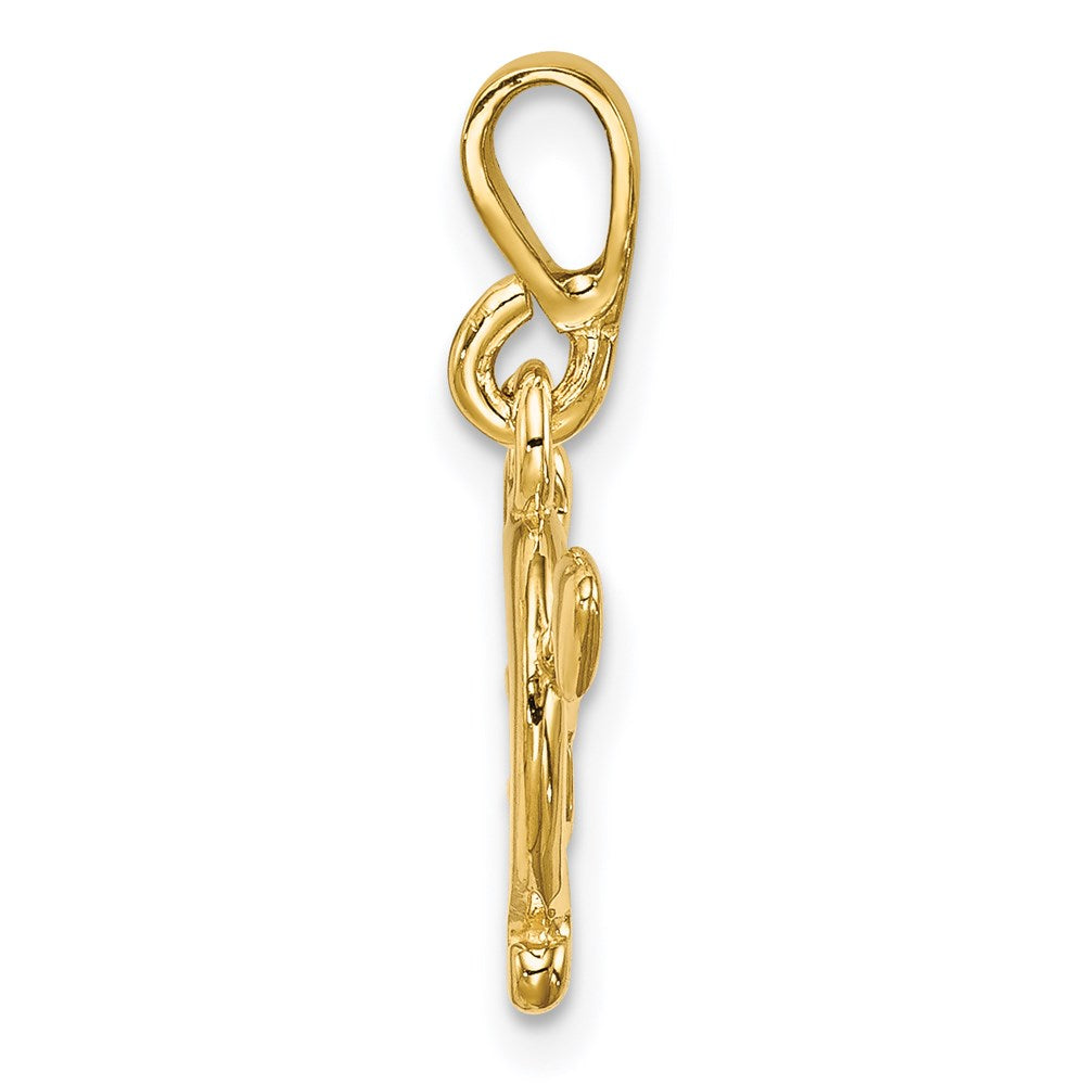 Alternate view of the 14k Yellow Gold Bow and Arrow Pendant, 13mm by The Black Bow Jewelry Co.