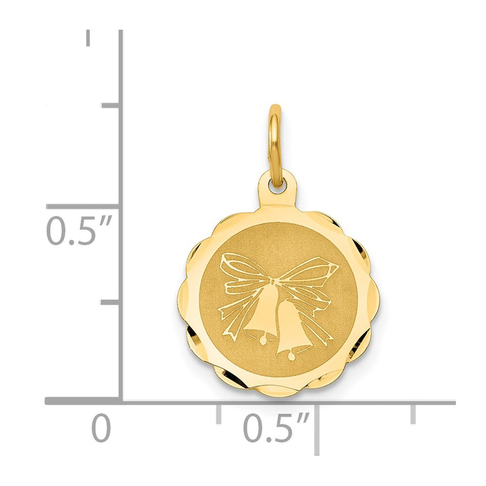 Alternate view of the 14k Yellow Gold Wedding Bells Charm or Pendant, 14mm by The Black Bow Jewelry Co.