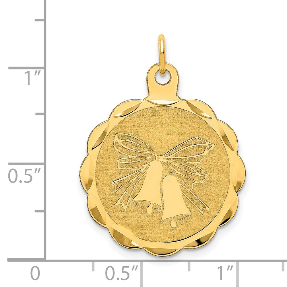 Alternate view of the 14k Yellow Gold Wedding Bells Charm or Pendant, 22mm by The Black Bow Jewelry Co.