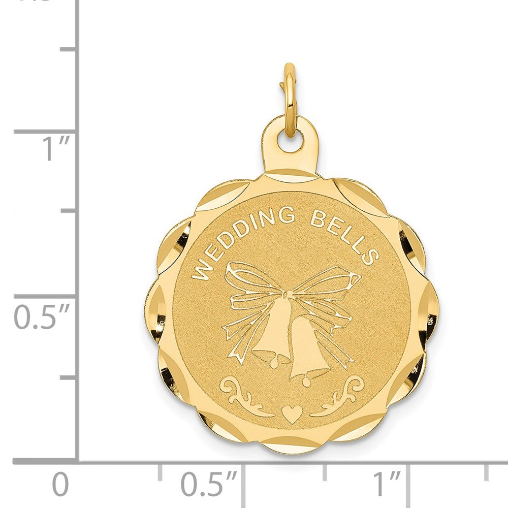 Alternate view of the 14k Yellow Gold Wedding Bells Charm or Pendant, 24mm by The Black Bow Jewelry Co.