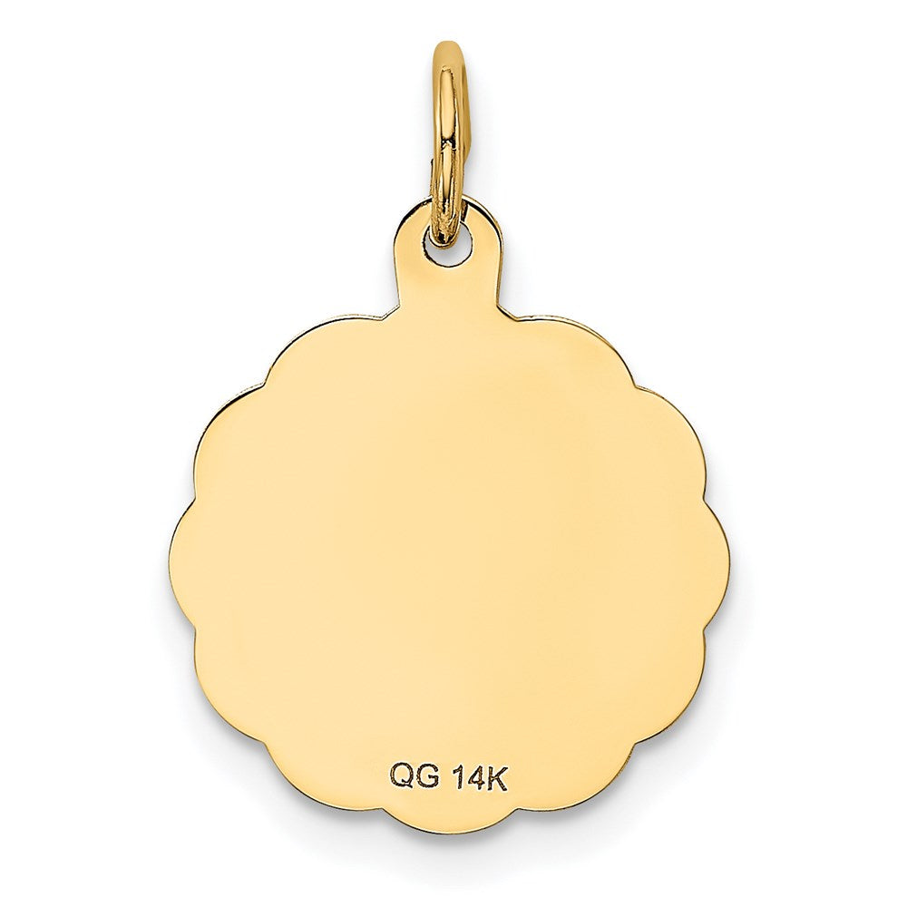 Alternate view of the 14k Yellow Gold Love Birds Disc Charm or Pendant, 16mm by The Black Bow Jewelry Co.