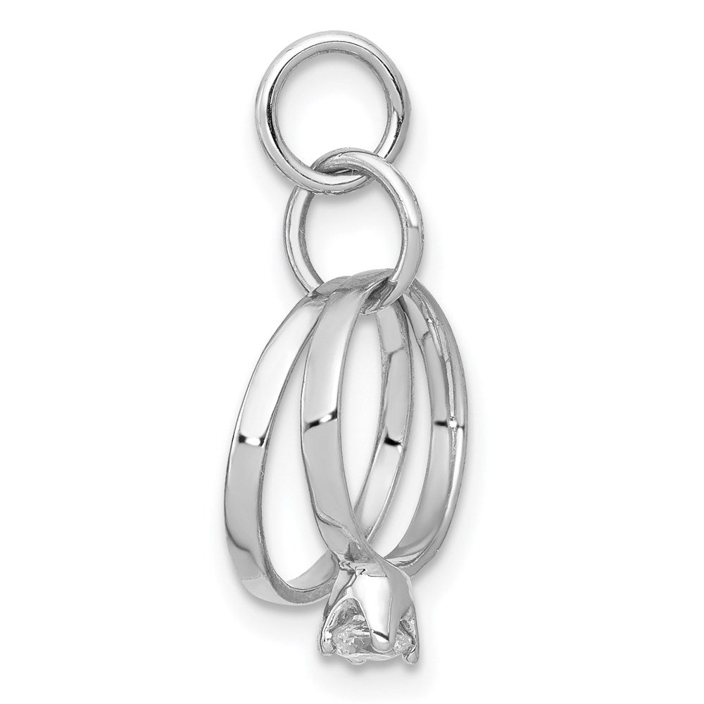 Alternate view of the 14k White Gold & CZ Wedding Rings Charm or Pendant, 11mm by The Black Bow Jewelry Co.