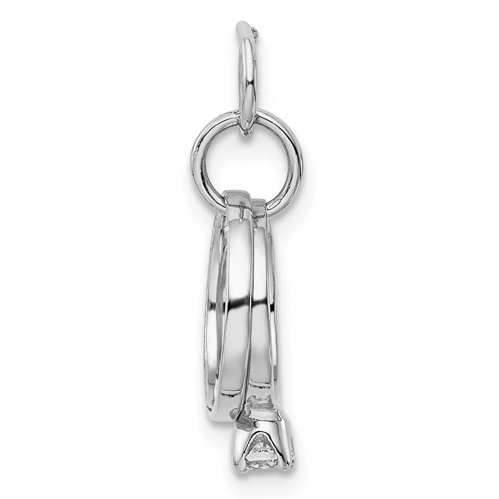 Alternate view of the 14k White Gold & CZ Wedding Rings Charm or Pendant, 11mm by The Black Bow Jewelry Co.
