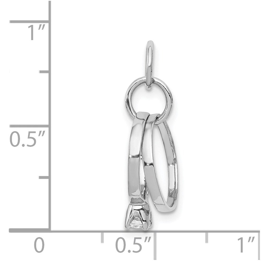 Alternate view of the 14k White Gold & CZ Wedding Rings Charm or Pendant, 11mm by The Black Bow Jewelry Co.