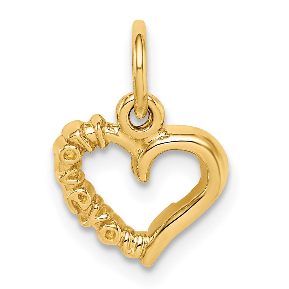 14k Yellow Gold I Love You Heart Charm or Pendant, 10mm, Item P25894 by The Black Bow Jewelry Co.