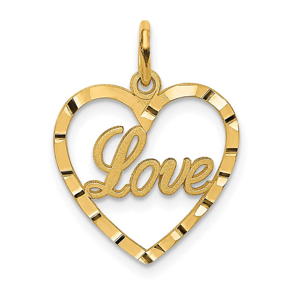 14k Yellow Gold Love Heart Charm or Pendant, 16mm, Item P25897 by The Black Bow Jewelry Co.