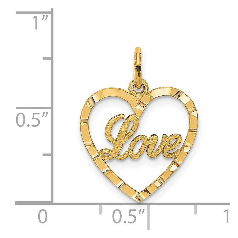 Alternate view of the 14k Yellow Gold Love Heart Charm or Pendant, 16mm by The Black Bow Jewelry Co.