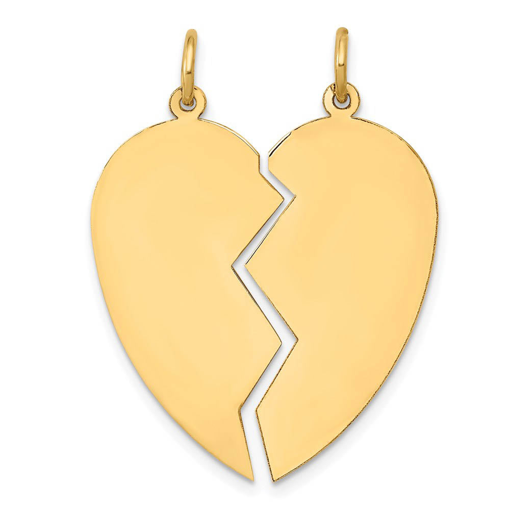 14k Yellow Gold Heart Set of 2 Charm or Pendants, 26mm, Item P25903 by The Black Bow Jewelry Co.