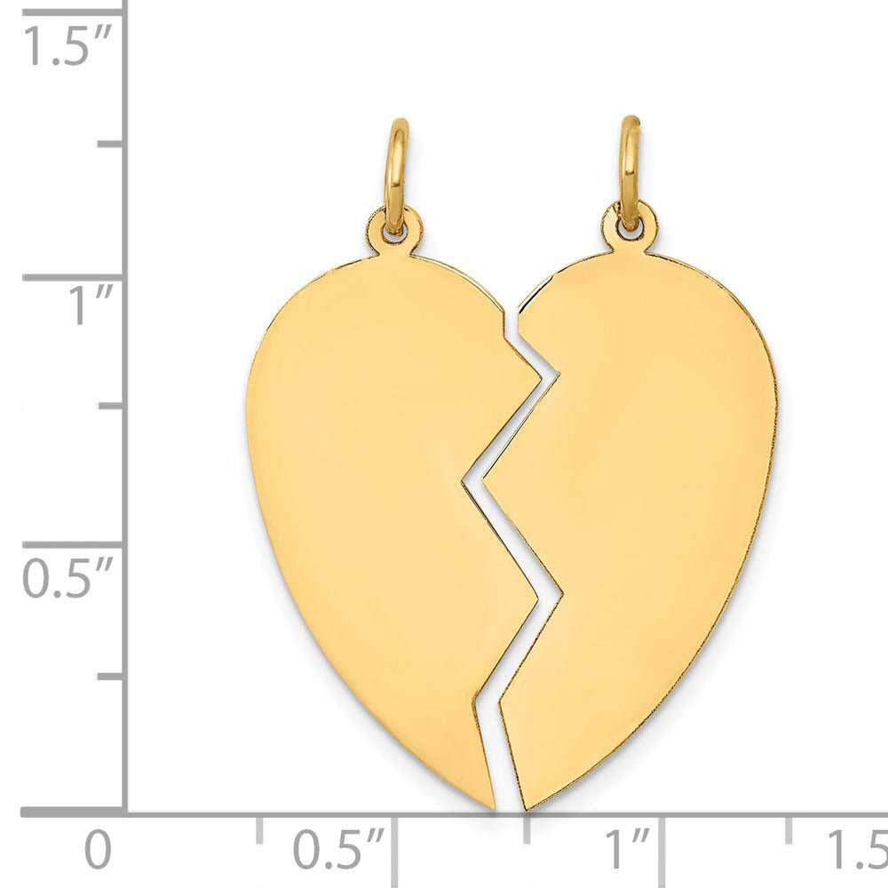 Alternate view of the 14k Yellow Gold Heart Set of 2 Charm or Pendants, 26mm by The Black Bow Jewelry Co.