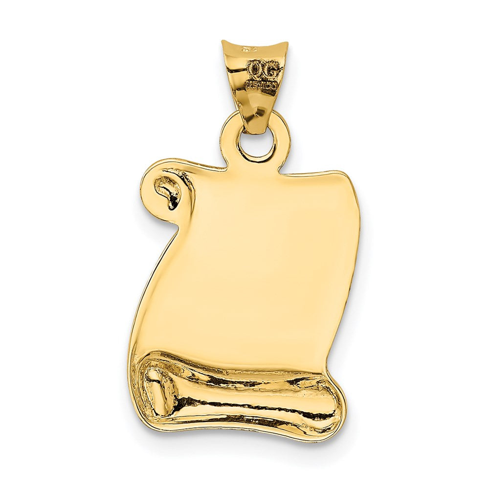 Alternate view of the 14k Yellow Gold I LOVE YOU Scroll Page Pendant, 13mm by The Black Bow Jewelry Co.