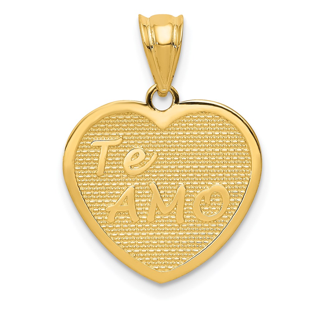 14k Yellow Gold TeAmo Heart Pendant, 16mm, Item P25915 by The Black Bow Jewelry Co.