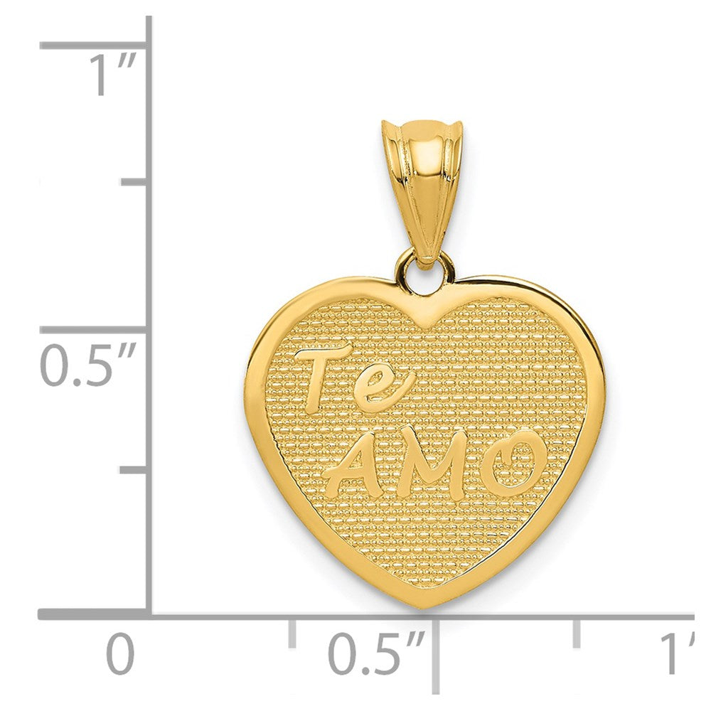 Alternate view of the 14k Yellow Gold TeAmo Heart Pendant, 16mm by The Black Bow Jewelry Co.