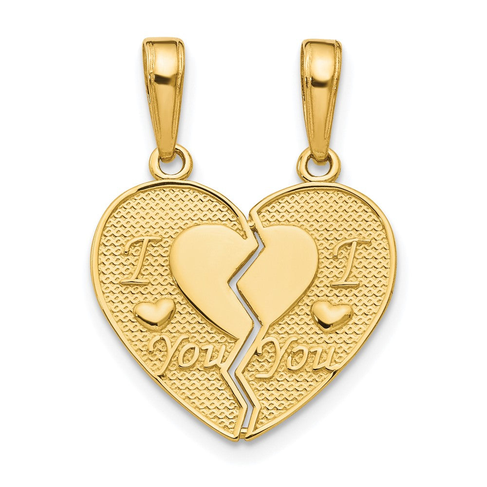 14k Yellow Gold I Love You Heart Set of 2 Charm or Pendants, 17mm, Item P25916 by The Black Bow Jewelry Co.