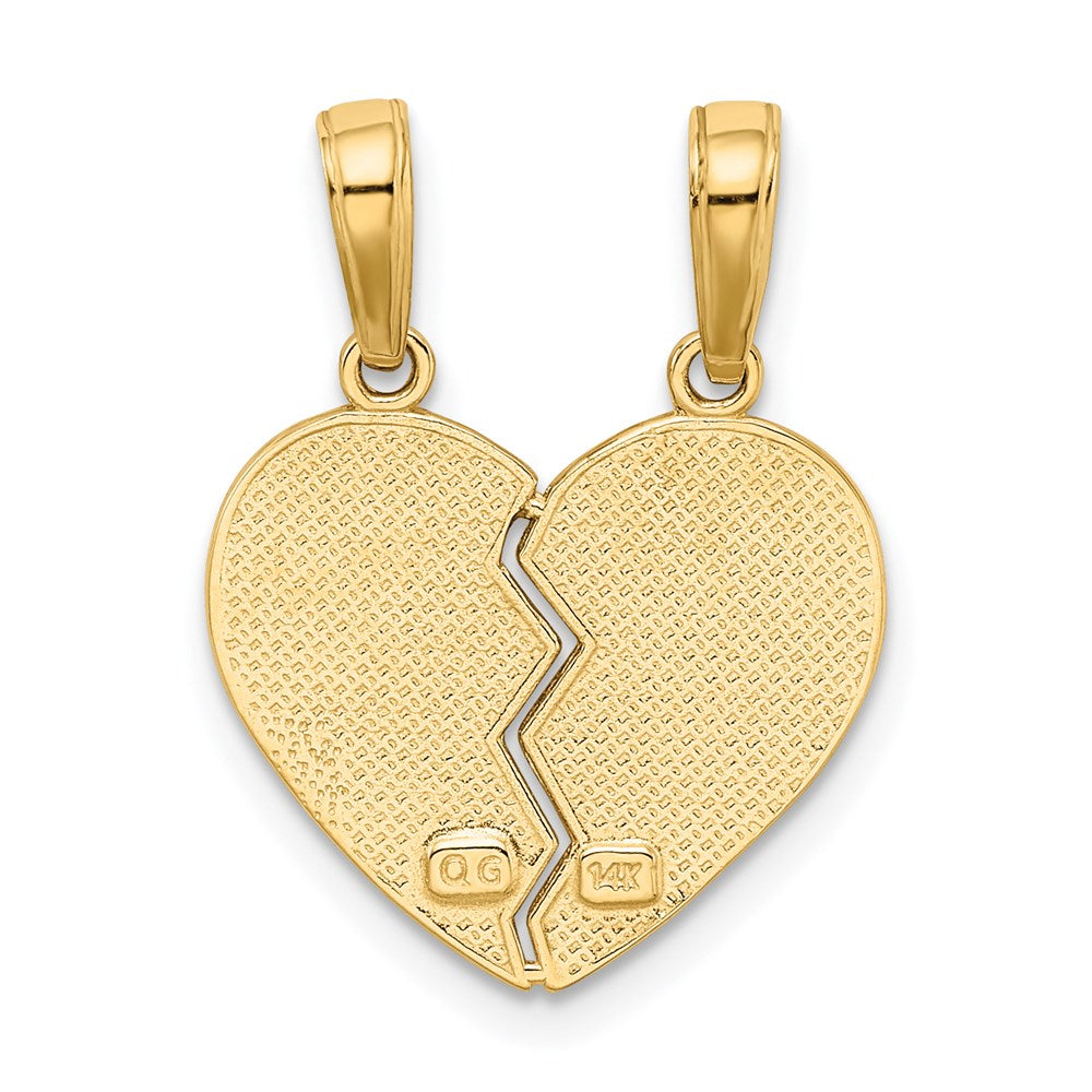 Alternate view of the 14k Yellow Gold I Love You Heart Set of 2 Charm or Pendants, 17mm by The Black Bow Jewelry Co.