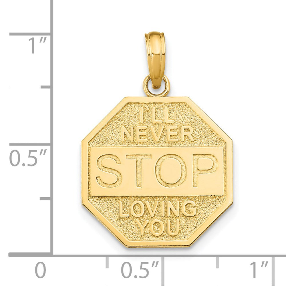 Alternate view of the 14k Yellow Gold I'll Never Stop Loving You Charm or Pendant, 20mm by The Black Bow Jewelry Co.