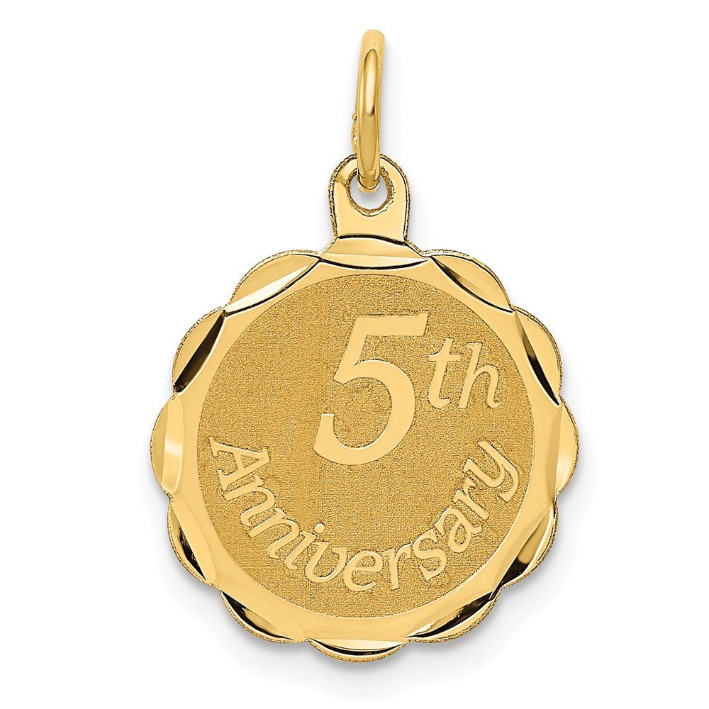 14k Yellow Gold 5th Anniversary Circle Charm or Pendant, 15mm, Item P25956 by The Black Bow Jewelry Co.