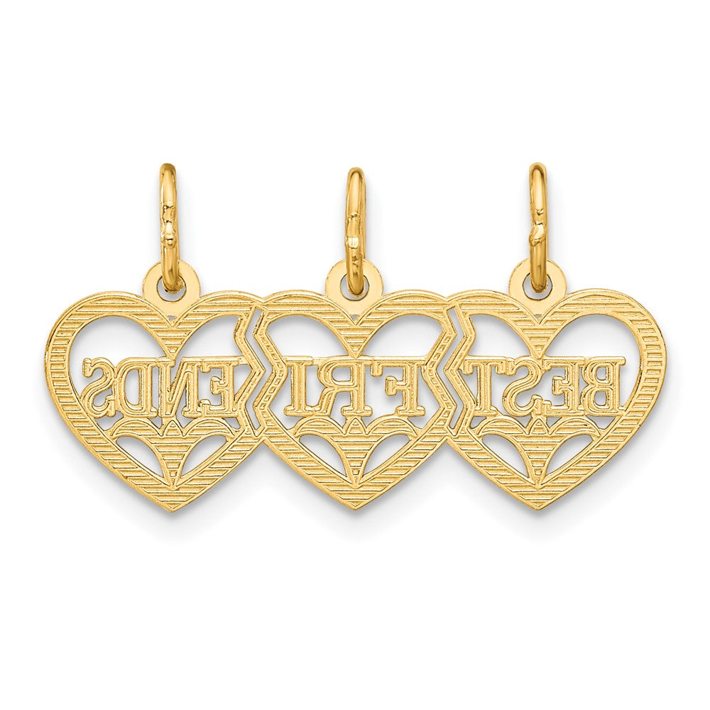 Alternate view of the 14k Yellow Gold Triple Hearts Best Friends 3 Charm or Pendants, 26mm by The Black Bow Jewelry Co.