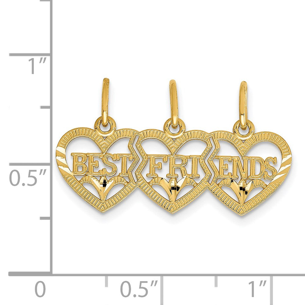 Alternate view of the 14k Yellow Gold Triple Hearts Best Friends 3 Charm or Pendants, 26mm by The Black Bow Jewelry Co.