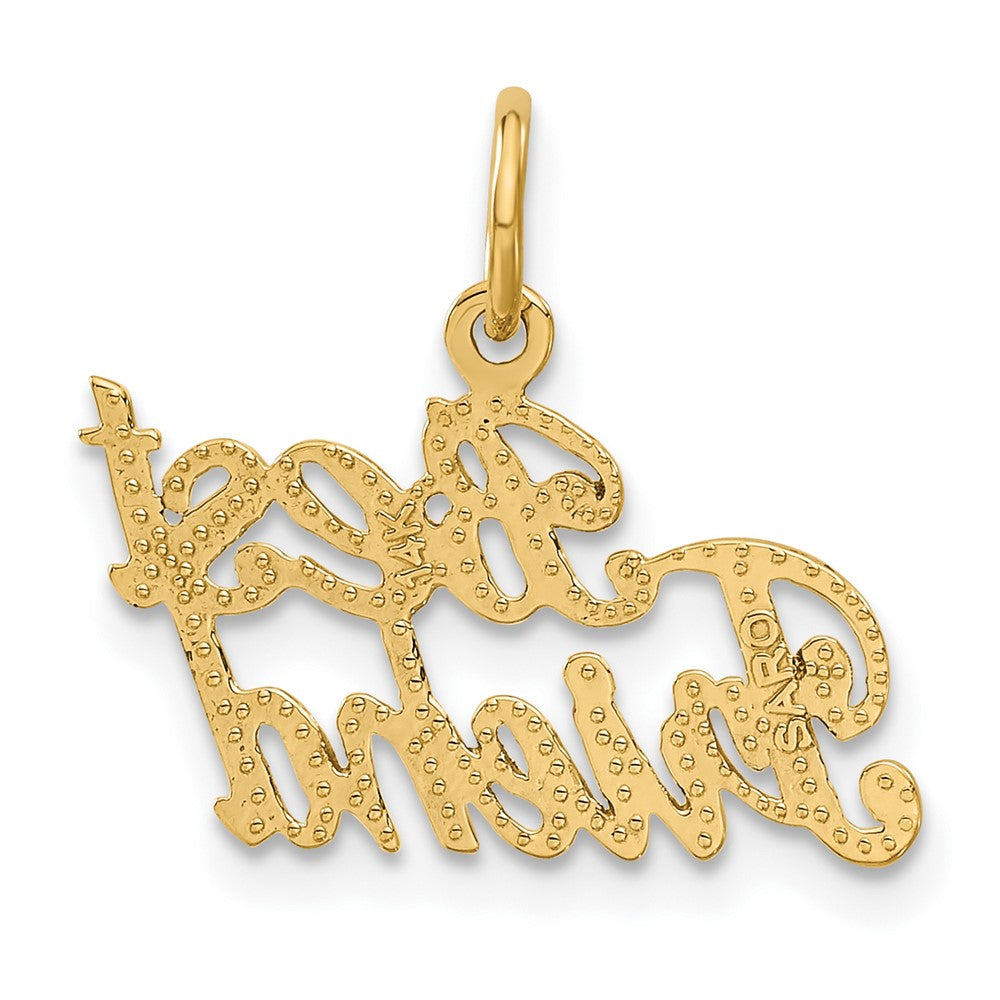 Alternate view of the 14k Yellow Gold Script Best Friend Charm or Pendant, 18mm by The Black Bow Jewelry Co.