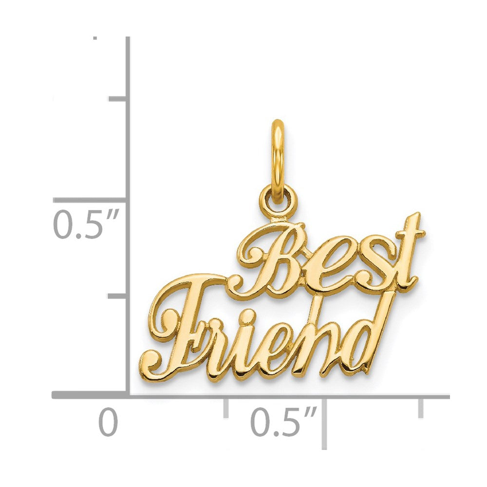 Alternate view of the 14k Yellow Gold Script Best Friend Charm or Pendant, 18mm by The Black Bow Jewelry Co.