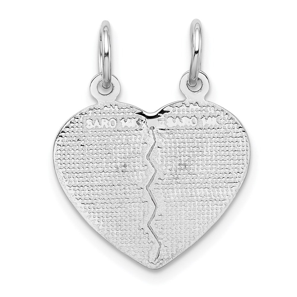 Alternate view of the 14k White Gold Best Friend Heart Set of 2 Charm or Pendants, 17mm by The Black Bow Jewelry Co.