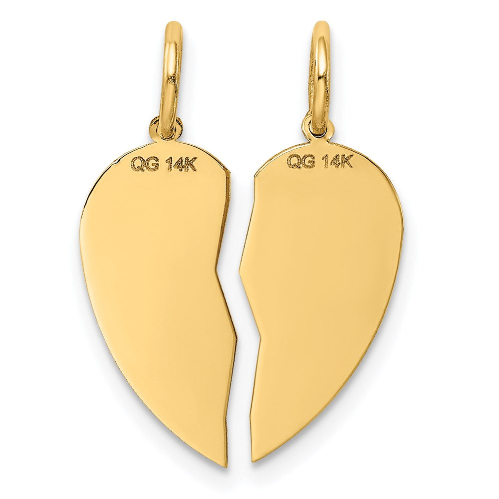 Alternate view of the 14k Yellow Gold Best Friend Heart Set of 2 Charm or Pendants, 15mm by The Black Bow Jewelry Co.