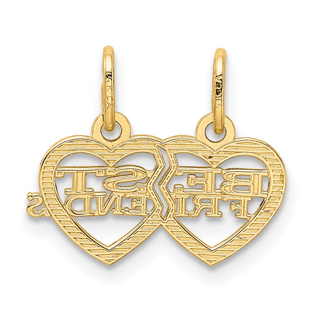 Alternate view of the 14k Yellow Gold Double Heart Best Friends 2 Charm or Pendants, 16mm by The Black Bow Jewelry Co.