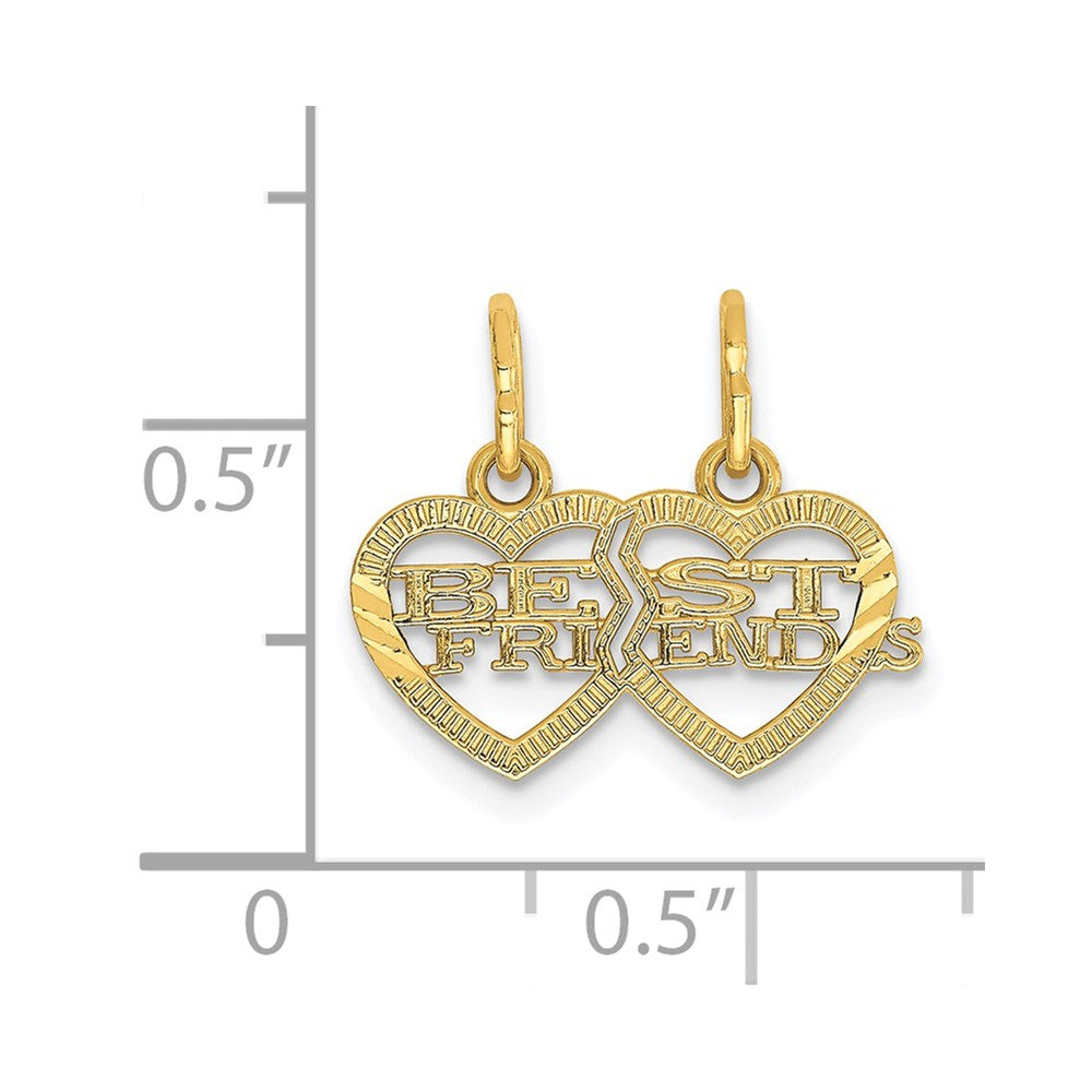 Alternate view of the 14k Yellow Gold Double Heart Best Friends 2 Charm or Pendants, 16mm by The Black Bow Jewelry Co.