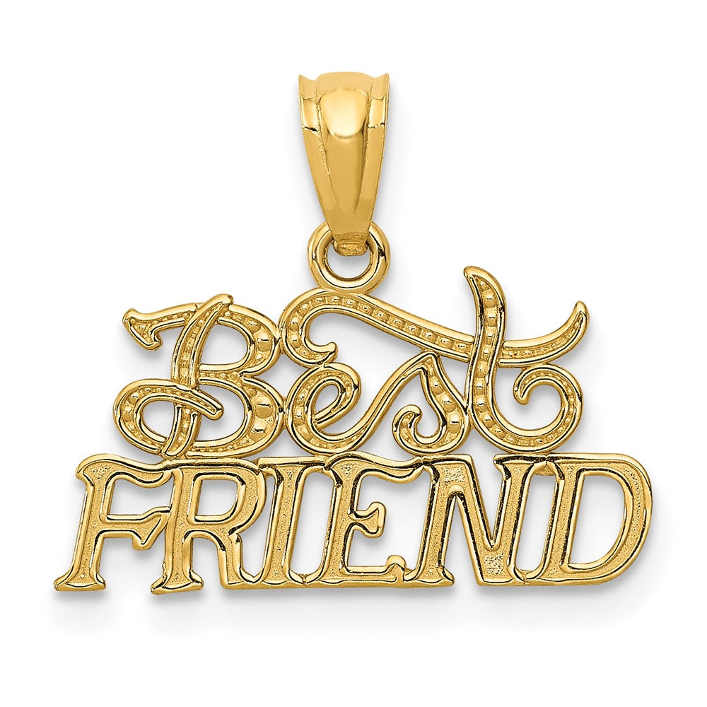 14k Yellow Gold Best Friend Fancy Pendant, 19mm, Item P25993 by The Black Bow Jewelry Co.