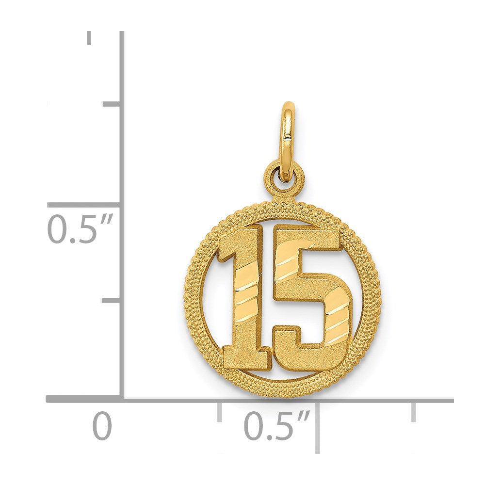 Alternate view of the 14k Yellow Gold 15 Circle Charm or Pendant, 12mm by The Black Bow Jewelry Co.