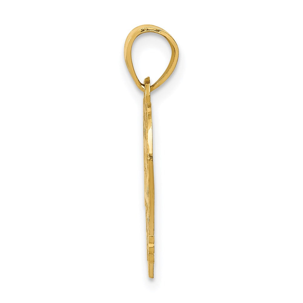 Alternate view of the 14k Yellow Gold 15 Inside Quince Anos Heart Frame Pendant, 16mm by The Black Bow Jewelry Co.
