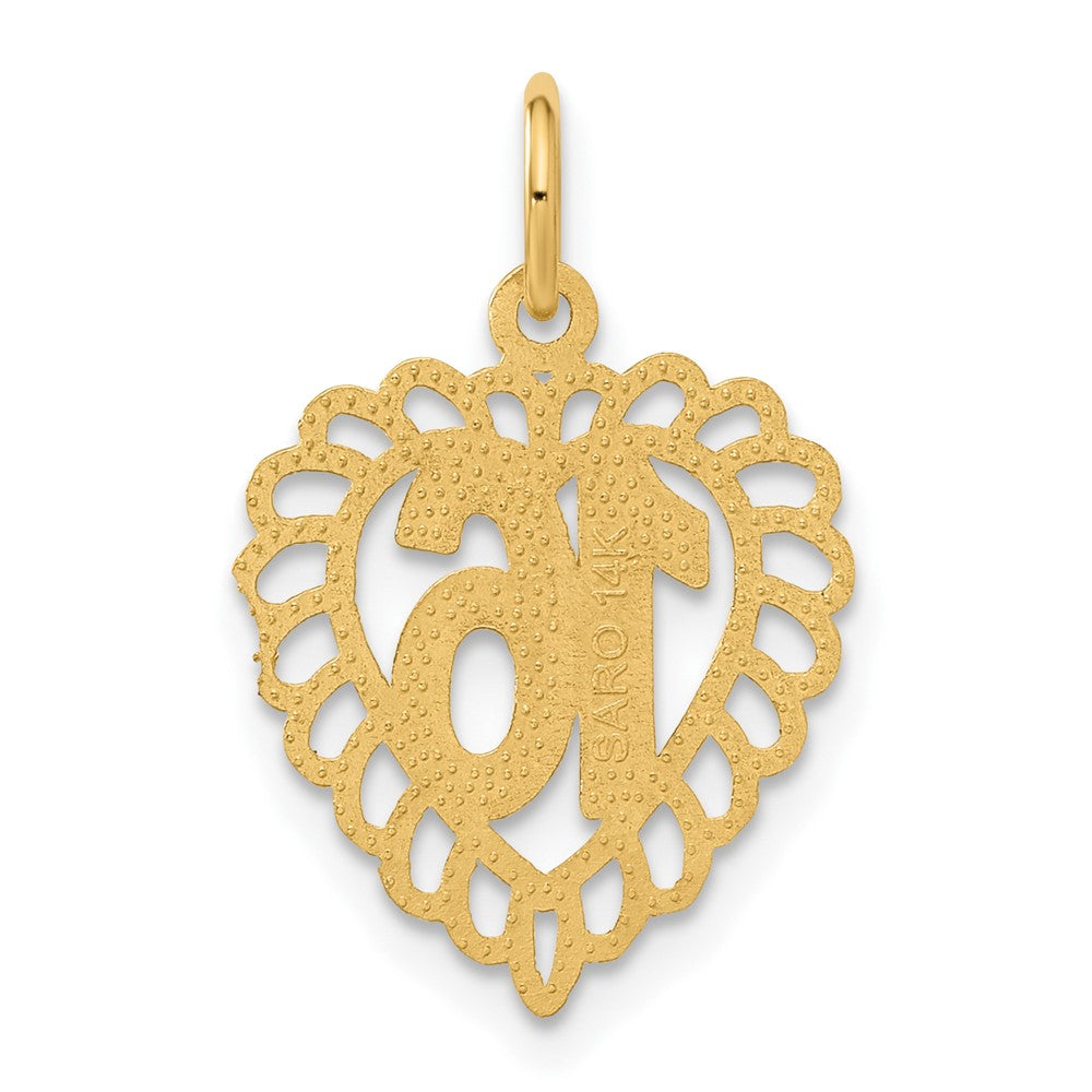 Alternate view of the 14k Yellow Gold 16 Inside Heart Charm or Pendant, 15mm by The Black Bow Jewelry Co.