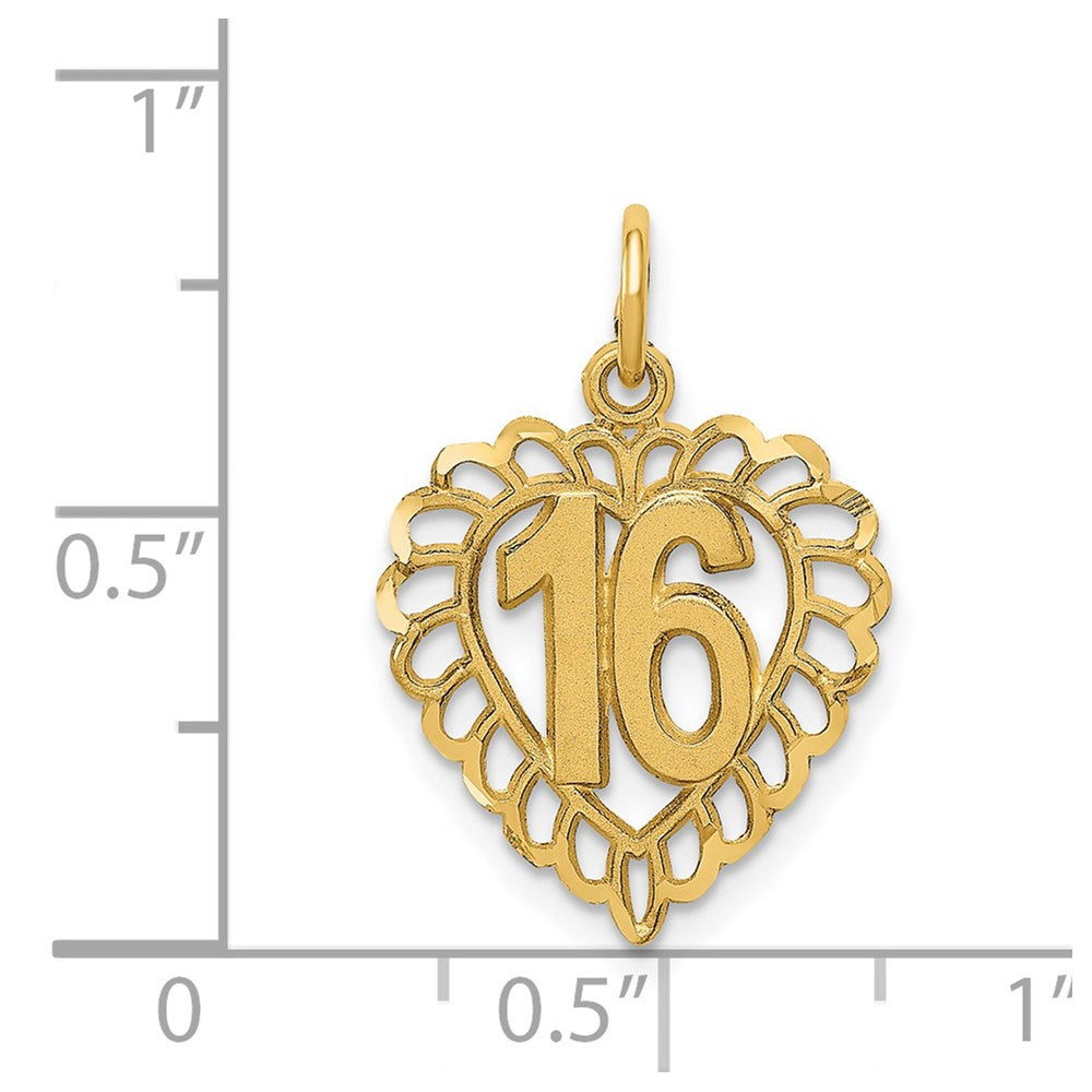 Alternate view of the 14k Yellow Gold 16 Inside Heart Charm or Pendant, 15mm by The Black Bow Jewelry Co.