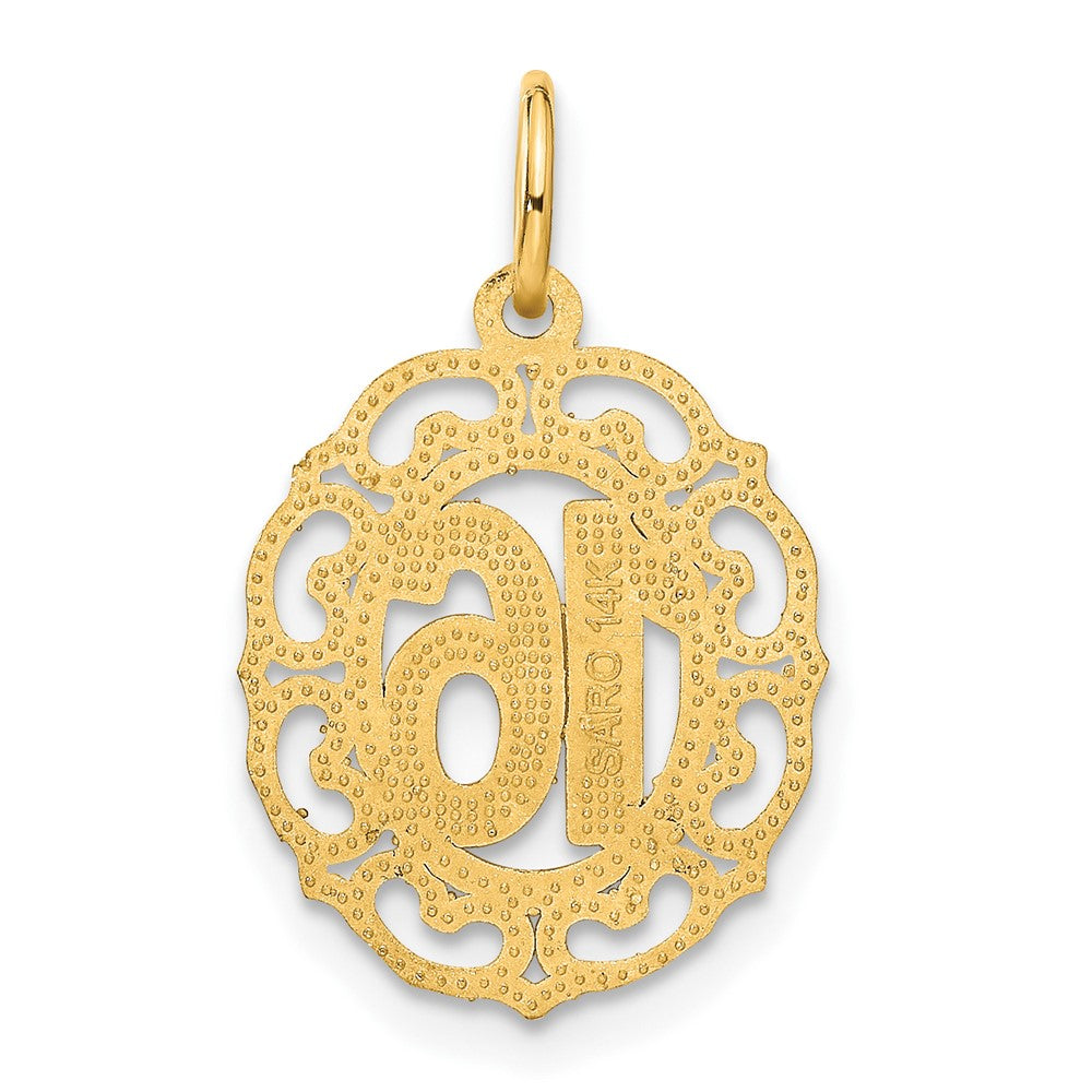 Alternate view of the 14k Yellow Gold 16 Inside Fancy Oval Charm or Pendant, 14mm by The Black Bow Jewelry Co.