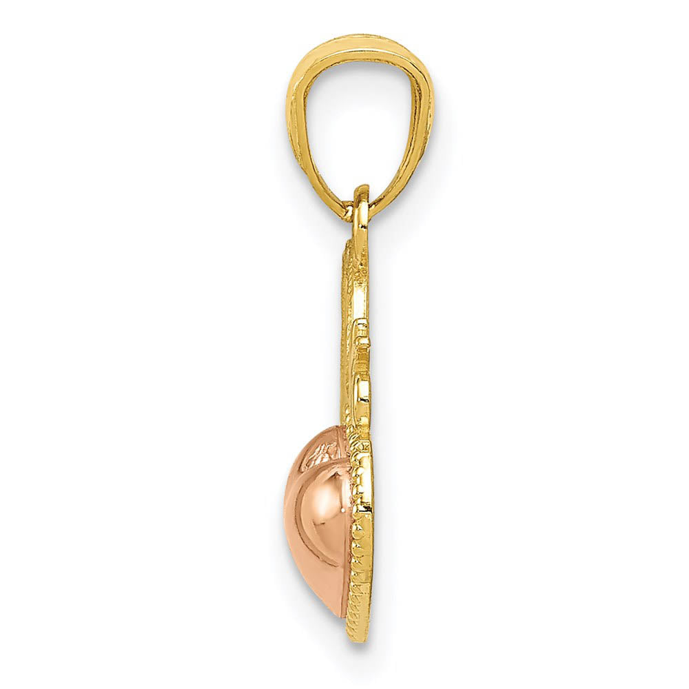 Alternate view of the 14k Yellow & Rose Gold Sweet 16 Double Heart Pendant, 15mm by The Black Bow Jewelry Co.