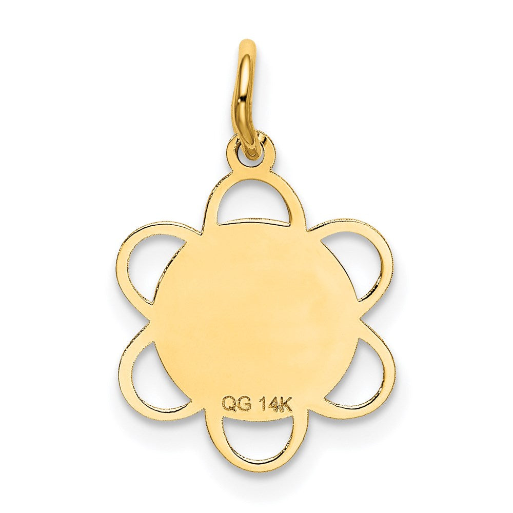 Alternate view of the 14k Yellow Gold Sweet 16 Scalloped Disc Charm or Pendant, 13mm by The Black Bow Jewelry Co.