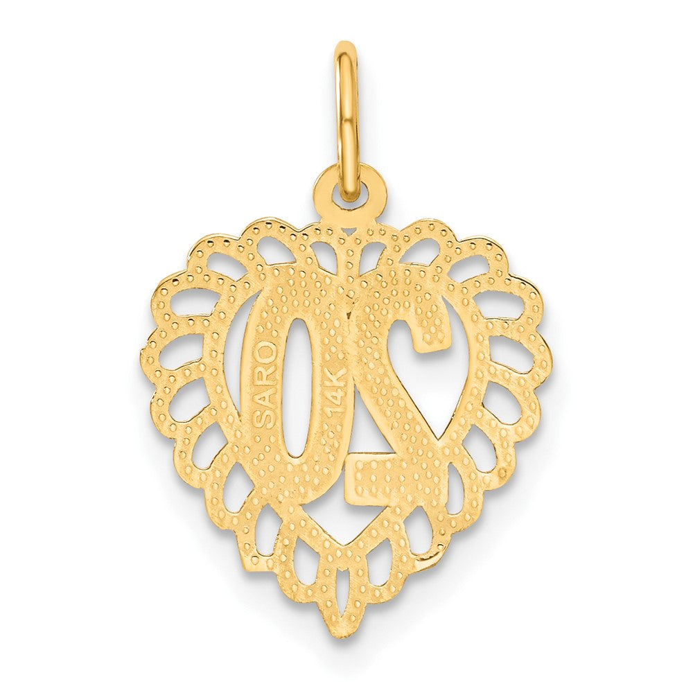 Alternate view of the 14k Yellow Gold 20 inside Heart Charm or Pendant, 15mm by The Black Bow Jewelry Co.