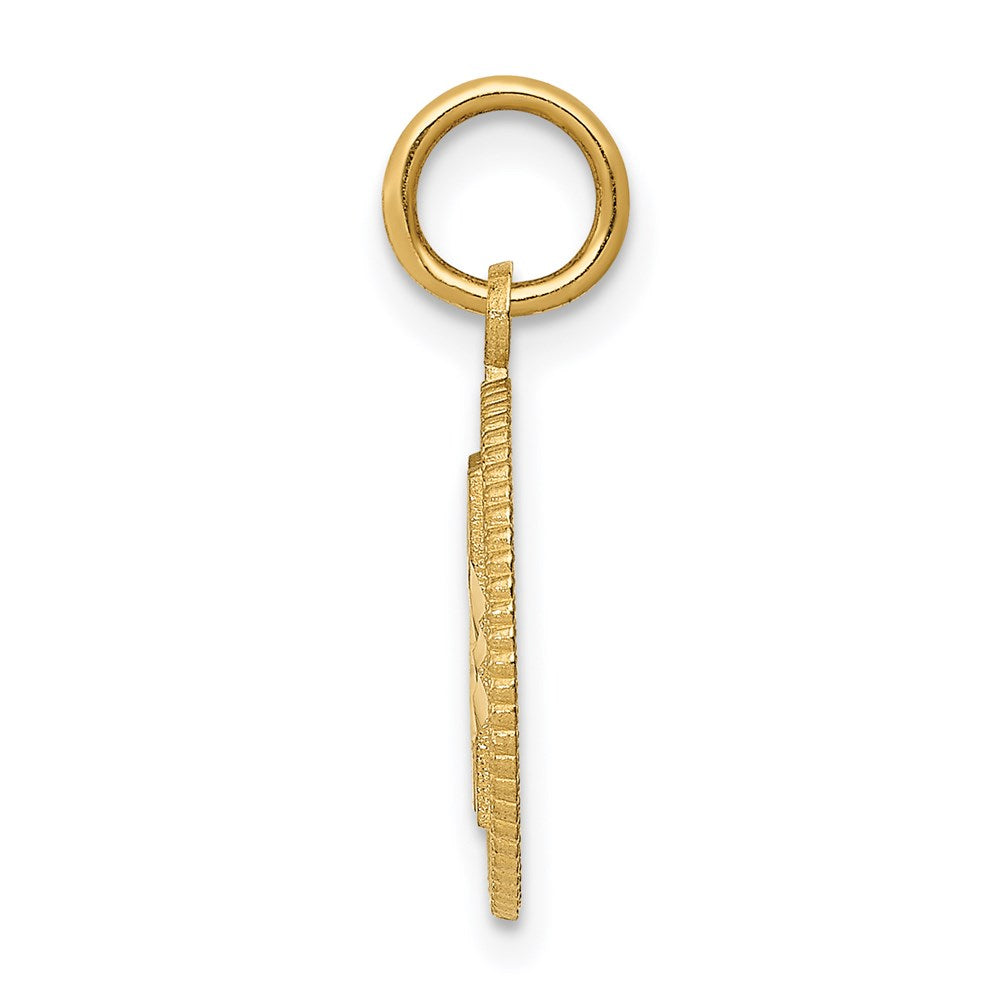 Alternate view of the 14k Yellow Gold Diamond Cut Number 21 Circle Charm or Pendant, 13mm by The Black Bow Jewelry Co.