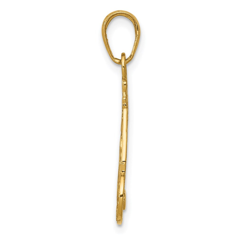 Alternate view of the 14k Yellow Gold Slice Of Cake with Candle Happy Birthday Pendant, 14mm by The Black Bow Jewelry Co.