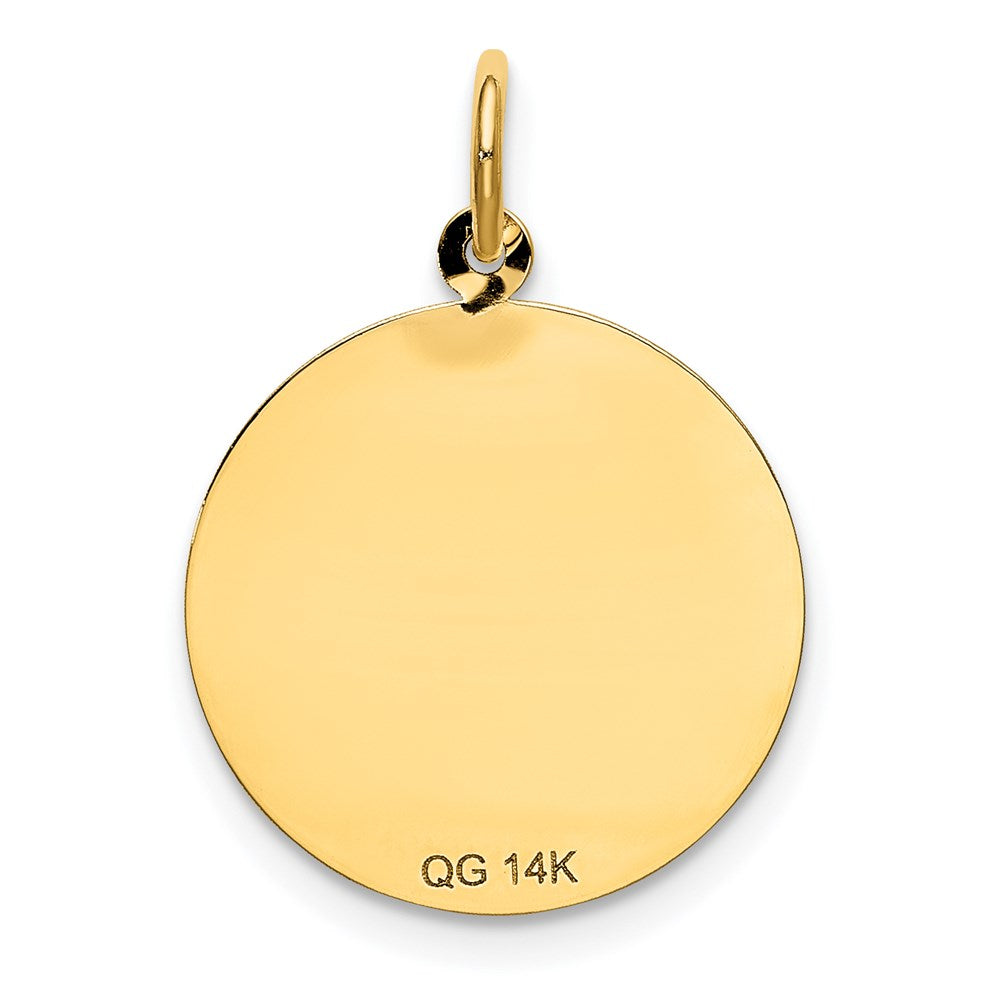 Alternate view of the 14k Yellow Gold Happy Birthday w Banner Circle Charm or Pendant, 16mm by The Black Bow Jewelry Co.