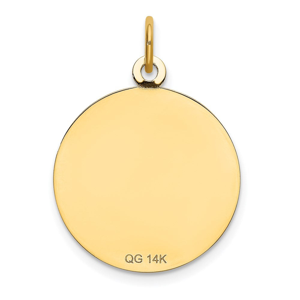 Alternate view of the 14k Yellow Gold Happy Birthday Disc Charm or Pendant w CZ Flower, 19mm by The Black Bow Jewelry Co.