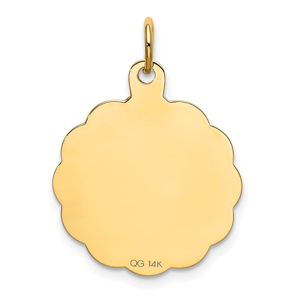 Alternate view of the 14k Yellow Gold Etched Happy Birthday Charm or Pendant, 20mm by The Black Bow Jewelry Co.