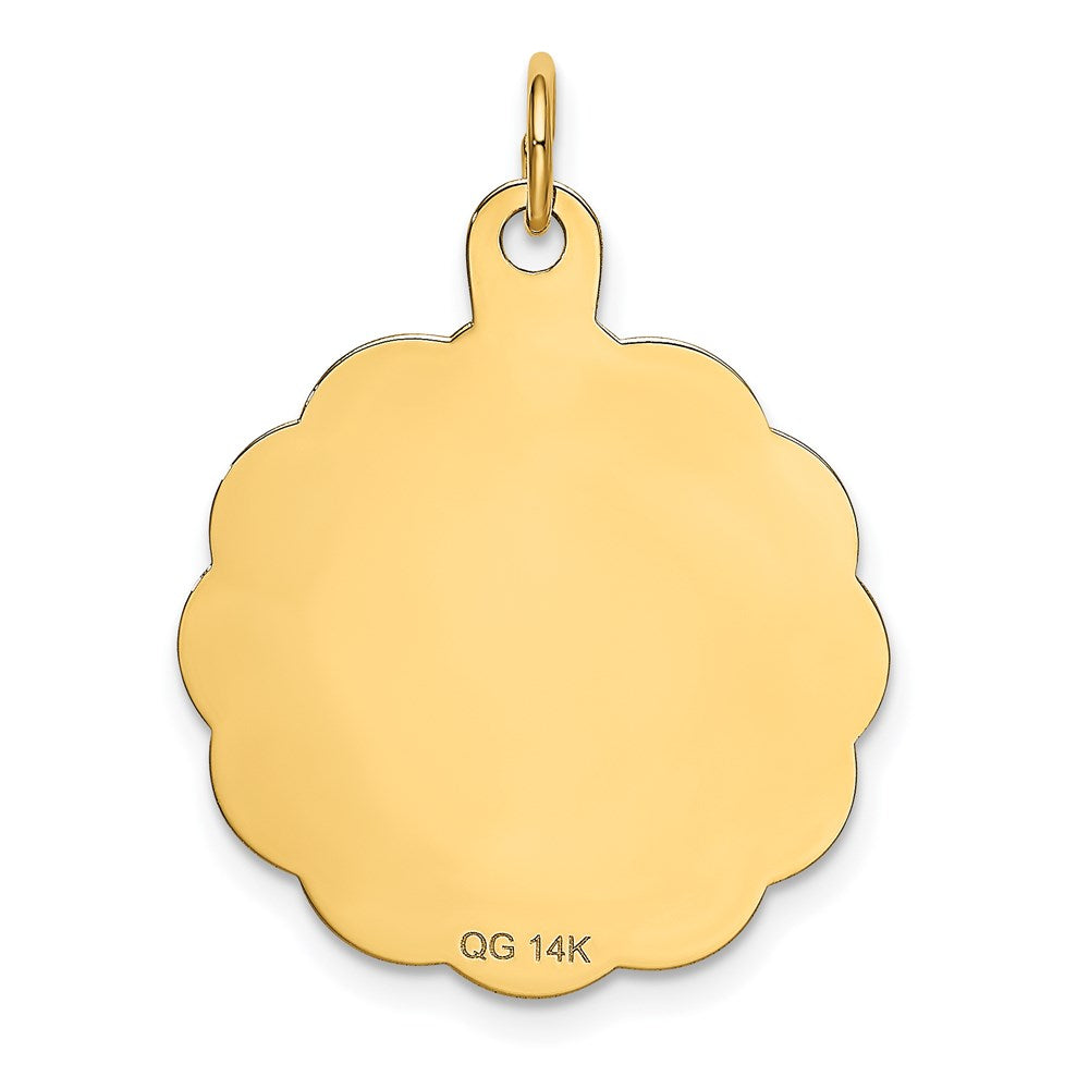 Alternate view of the 14k Yellow Gold Happy Birthday Disc Pendant, 22mm by The Black Bow Jewelry Co.