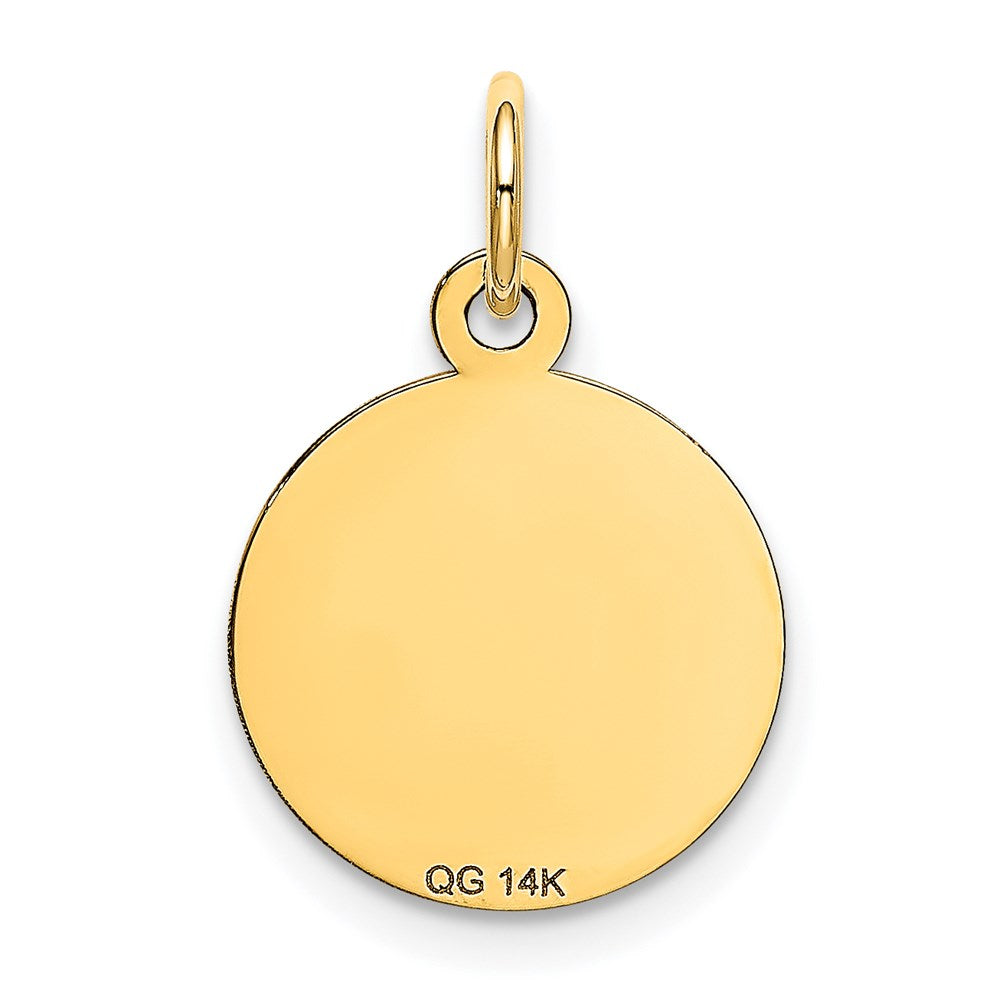 Alternate view of the 14k Yellow Gold Script Happy Birthday Disc Charm or Pendant, 13mm by The Black Bow Jewelry Co.