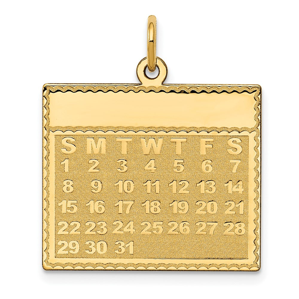 14k Yellow Gold Sunday Start Perpetual Calendar Charm or Pendant, 22mm, Item P26054 by The Black Bow Jewelry Co.