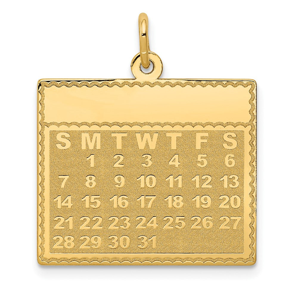 14k Yellow Gold Monday Start Perpetual Calendar Charm or Pendant, 22mm, Item P26055 by The Black Bow Jewelry Co.