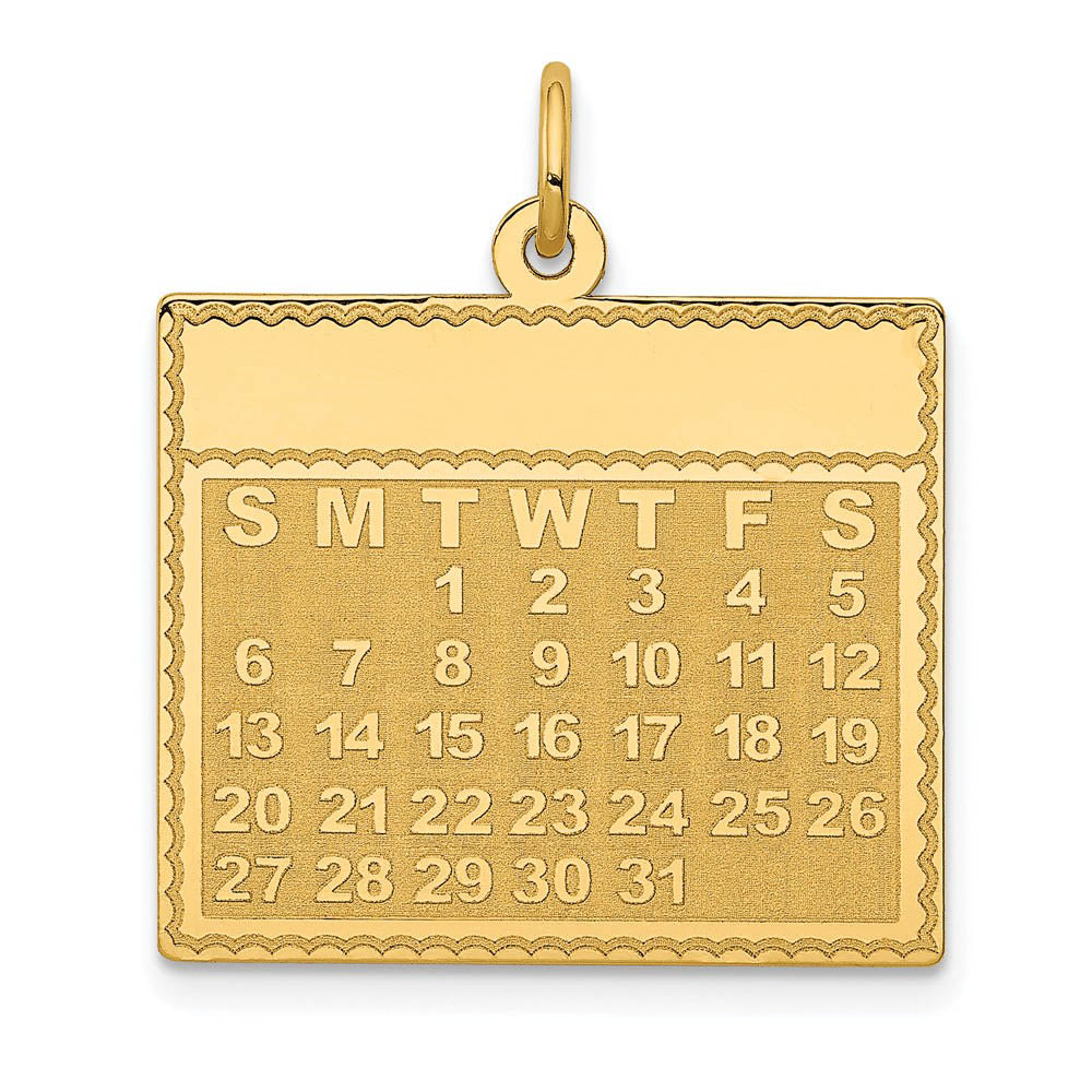 14k Yellow Gold Tuesday Start Perpetual Calendar Charm Pendant, 22mm, Item P26056 by The Black Bow Jewelry Co.