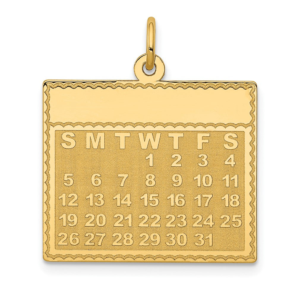 14k Yellow Gold Wednesday Start Perpetual Calendar Charm Pendant, 22mm, Item P26057 by The Black Bow Jewelry Co.