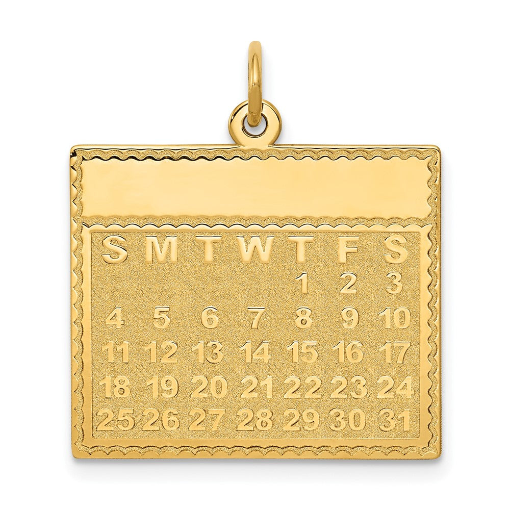 14k Yellow Gold Thursday Start Perpetual Calendar Charm Pendant, 22mm, Item P26058 by The Black Bow Jewelry Co.