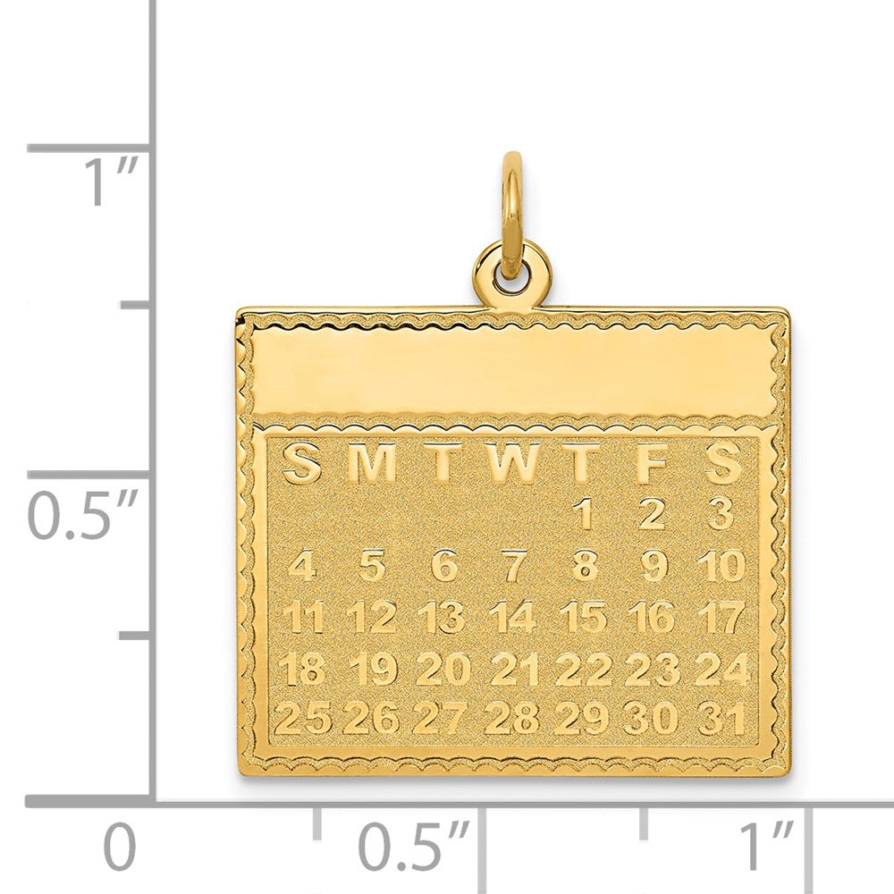 Alternate view of the 14k Yellow Gold Thursday Start Perpetual Calendar Charm Pendant, 22mm by The Black Bow Jewelry Co.